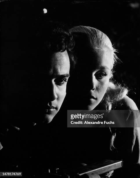 Actor Sal Mineo with actress Jill Haworth in a scene of the film "Exodus" in 1959, Israel.