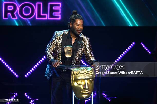 Christopher Judge accepts the Performer in a Leading Role Award for their performance as Kratos in 'God of War Ragnarök' at the 2023 BAFTA Games...