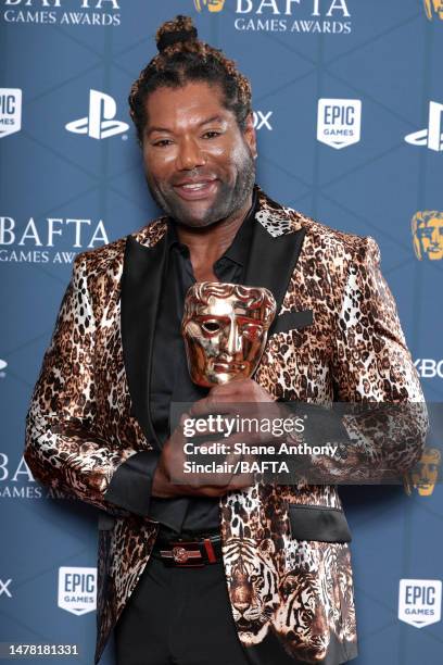 Christopher Judge with the Performer in a Leading Role Award for their performance as Kratos in 'God of War Ragnarök' during the 2023 BAFTA Games...