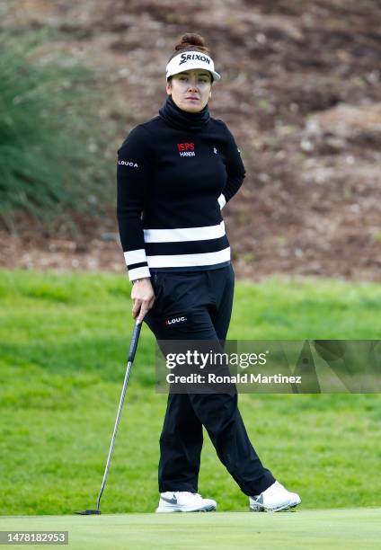 Hannah Green stands on the first green during the first round of the DIO Implant LA Open at Palos Verdes Golf Club on March 30, 2023 in Palos Verdes...