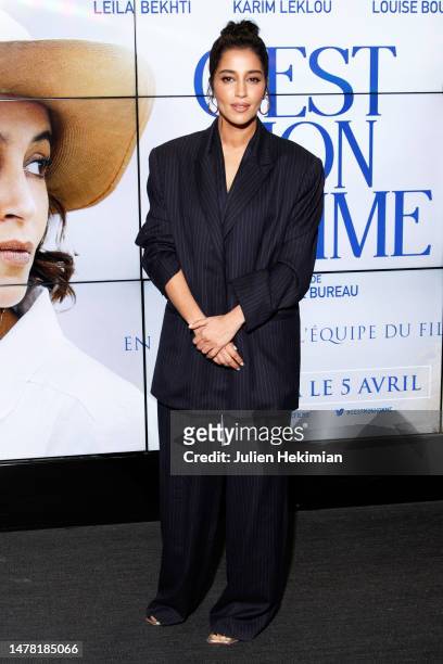 Leila Bekhti attends the "C'Est Mon Homme" premiere at UGC Cine Cite des Halles on March 30, 2023 in Paris, France.