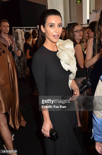 Kim Kardashian attends the Stephane Rolland show during Paris Fashion Week Haute Couture F/W 2012/13 at the Cite de l'Architecture et du Patrimoine...