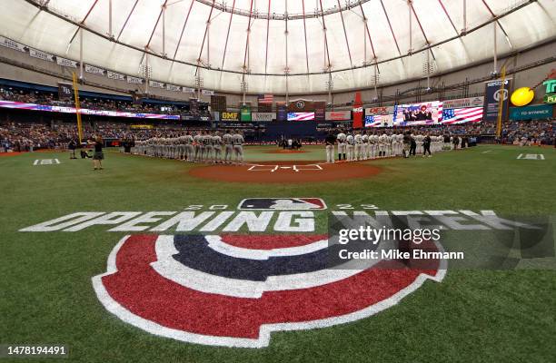 General view during a game between the Tampa Bay Rays and the Detroit Tigers on Opening Day at Tropicana Field on March 30, 2023 in St Petersburg,...