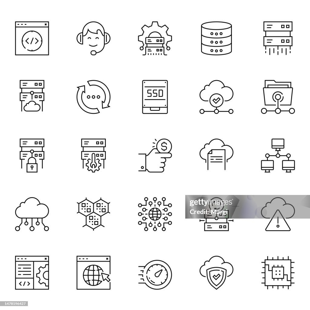 Line Icon Set von Webhosting