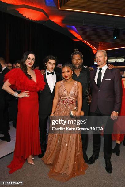 Danielle Bisutti, Sunny Suljic, Laya DeLeon Hayes, Christopher Judge and Adam J. Harrington attend the 2023 BAFTA Games Awards Champagne Reception at...