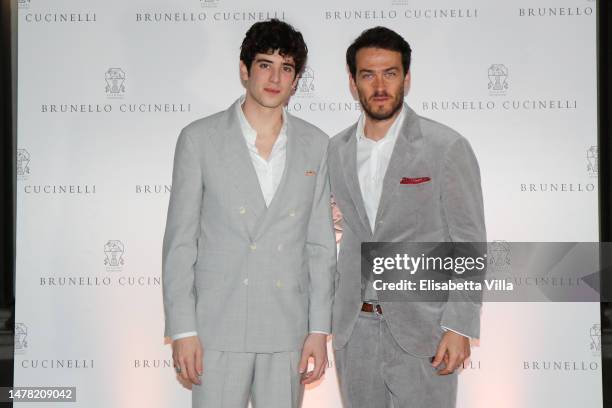 Nicolas Maupas and Riccardo Stefanelli attend the Brunello Cucinelli Rome Boutique Opening cocktail and dinner party at Spazio Field on March 30,...