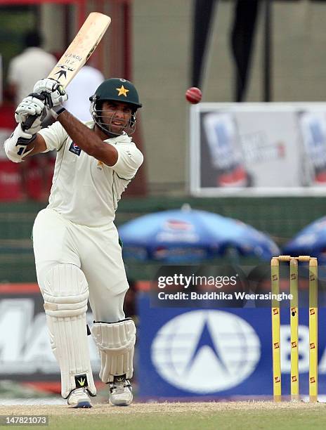 Taufeeq Umar of Pakistan bats during day five of the second test between Sri Lanka and Pakistan at Sinhalese Sports Club on July 4, 2012 in Colombo,...