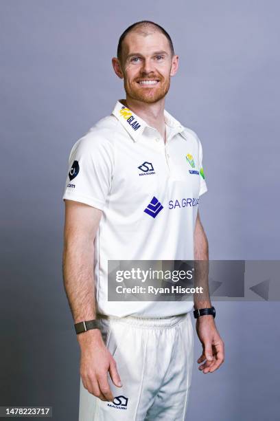 James Harris of Glamorgan CCC poses for a portrait during the Glamorgan CCC Photocall at Sophia Gardens on March 23, 2023 in Cardiff, Wales.