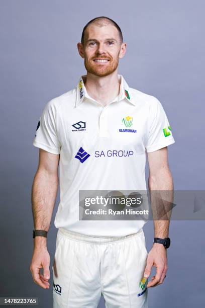 James Harris of Glamorgan CCC poses for a portrait during the Glamorgan CCC Photocall at Sophia Gardens on March 23, 2023 in Cardiff, Wales.