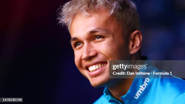 Alexander Albon of Thailand and Williams looks on from the fan stage prior to practice ahead of the F1 Grand Prix of Australia at Albert Park Grand...