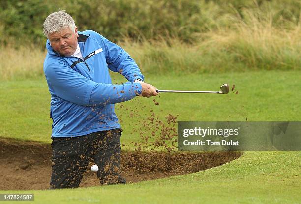 Julian Goodman of Winter Hill Golf Club takes a shot out of the bunker during the Virgin Atlantic PGA National Pro-Am Championship Regional Final at...