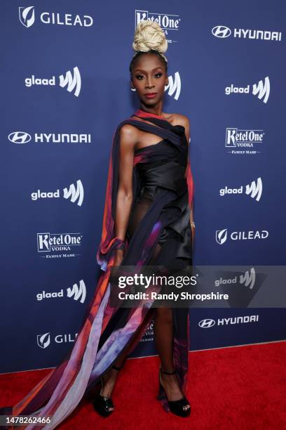 Angelica Ross attends the GLAAD Media Awards at The Beverly Hilton on March 30, 2023 in Beverly Hills, California.