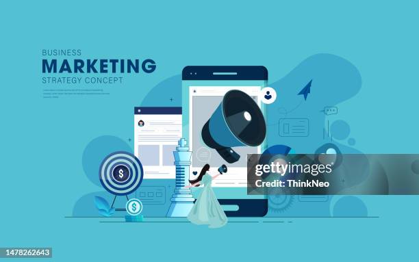 vector illustration of digital marketing. targeted advertising concept. - social content stock illustrations