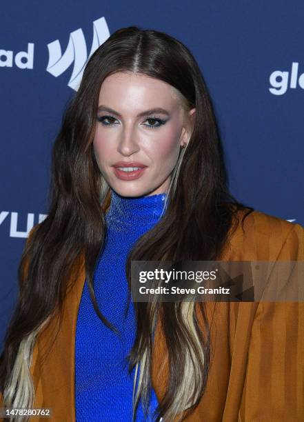 Cari Elise Fletcher arrives at the 34th Annual GLAAD Media Awards Los Angeles at The Beverly Hilton on March 30, 2023 in Beverly Hills, California.