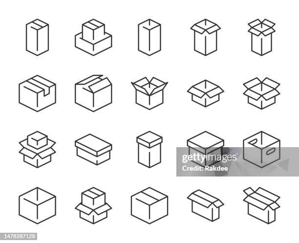 kasten - symbole für helle linien - container innen stock-grafiken, -clipart, -cartoons und -symbole
