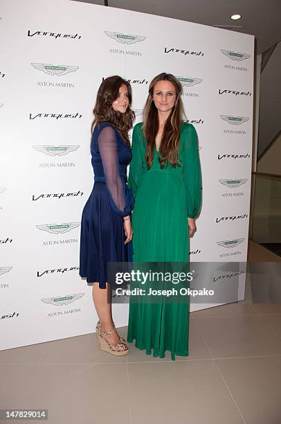 Lady Natasha Rufus Isaacs and friend attend the launch of Aston Martin Vanquish at the London Film Museum on July 4, 2012 in London, England.
