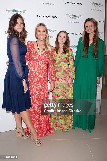 Lady Natasha Rufus Isaacs and friends attend the launch of Aston Martin Vanquish at the London Film Museum on July 4, 2012 in London, England.