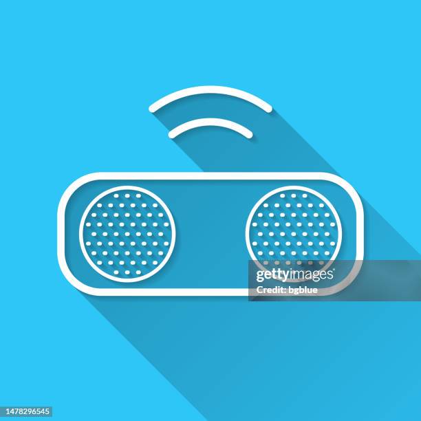 wireless speaker. icon on blue background - flat design with long shadow - using smart speaker stock illustrations