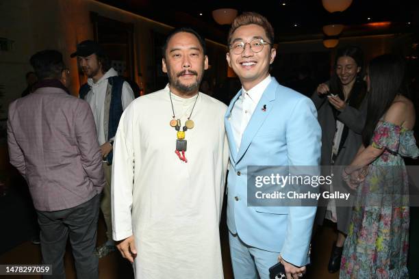 David Choe and Lee Sung Jin attend Netflix's Los Angeles premiere "BEEF" afterparty on March 30, 2023 in Los Angeles, California.