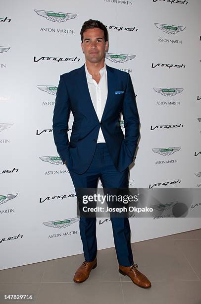 Presenter Gethin Jones attends the launch of Aston Martin Vanquish at the London Film Museum on July 4, 2012 in London, England.