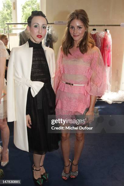 Michelle Harper and Olivia Palermo attend the Valentino Haute-Couture Show as part of Paris Fashion Week Fall / Winter 2013 at Hotel Salomon de...