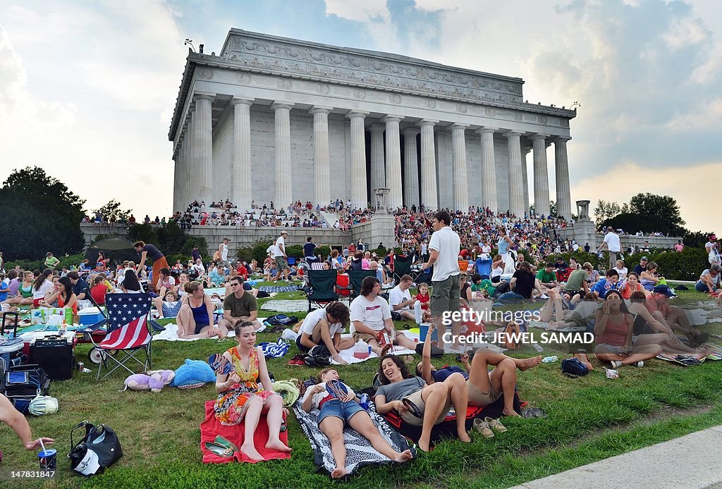 People gather at the Lincoln Memorial to