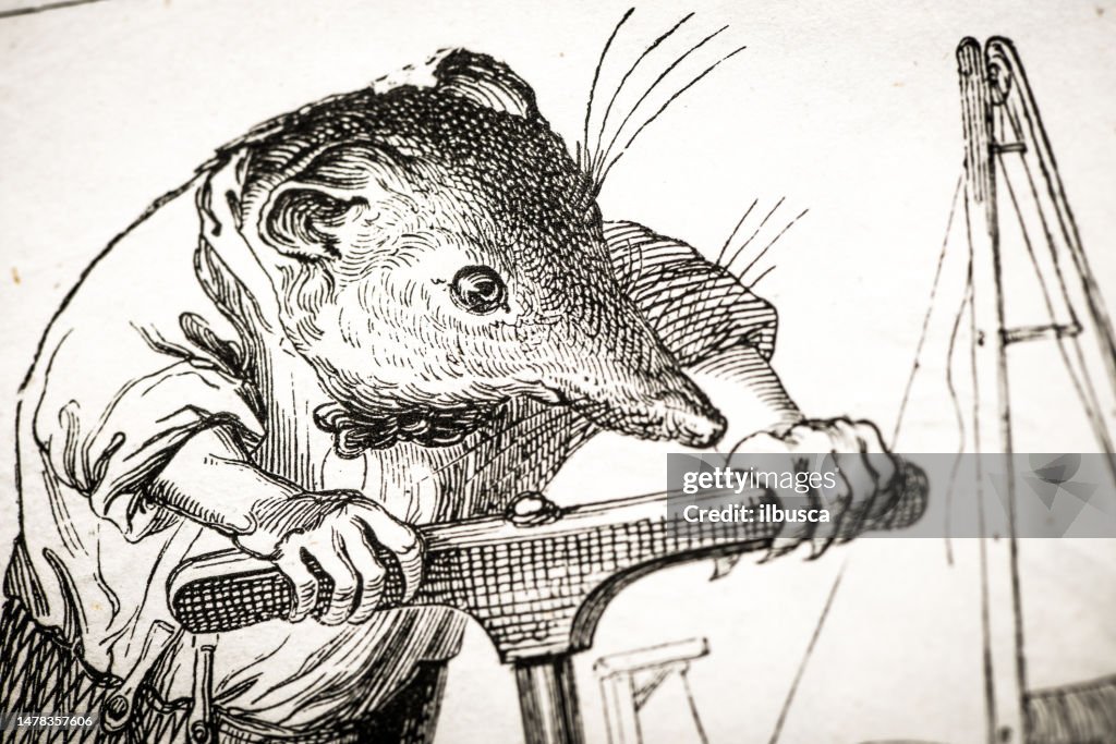 Humanisé illustrations d’animaux : souris ennuyeux