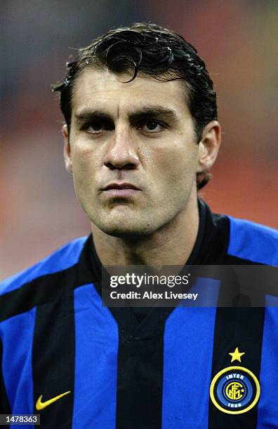 Portrait of Christian Vieri of Inter Milan, taken during the UEFA Champions League Group D match between Inter Milan and Ajax on September 25, 2002...