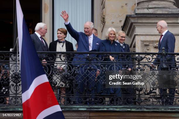 German President Frank-Walter Steinmeier, First Lady Elke Buedenbender, King Charles III and Camilla, Queen Consort, Eva-Maria Tschentscher and First...