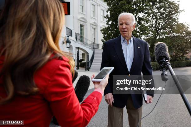 President Joe Biden declines to comment after reporters question him about the criminal indictment of former President Donald Trump as Biden departs...