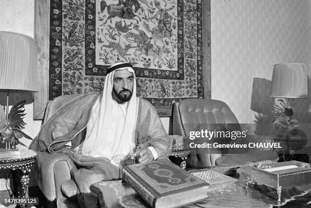 Sheikh Zayed Bin Sultan Al Nahyan, Emir of Abu Dhabi in his palace in Abu Dhabi.