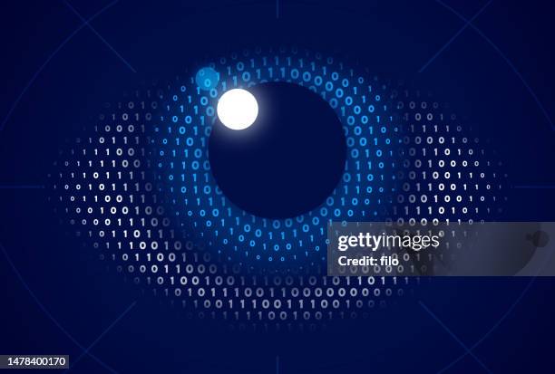 ilustrações de stock, clip art, desenhos animados e ícones de artificial intelligence binary digital eye technology - teoria da conspiração