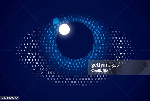 artificial intelligence binary digital eye technology - agent secret stock illustrations