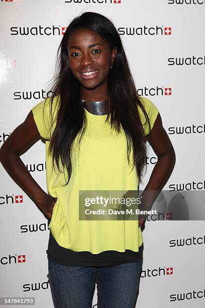 Odudu attends the Swatch Chrono Plastic launch party at the Future Gallery on July 4, 2012 in London, England.