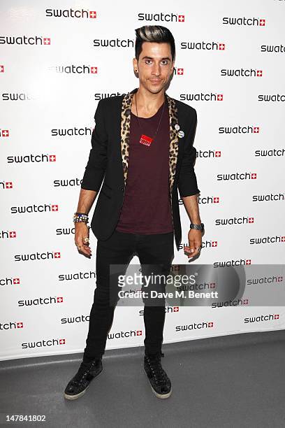 Rusell Kane attends the Swatch Chrono Plastic launch party at the Future Gallery on July 4, 2012 in London, England.