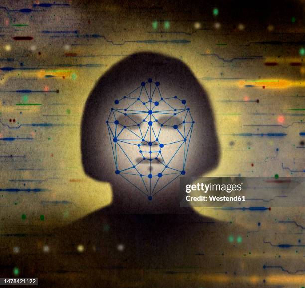 ai facial recognition technology on face - verification stock illustrations