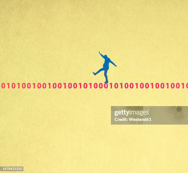 Comic Programmer Binary Input Computer Programmer Walking On Binary Codes High-Res Vector Graphic ...