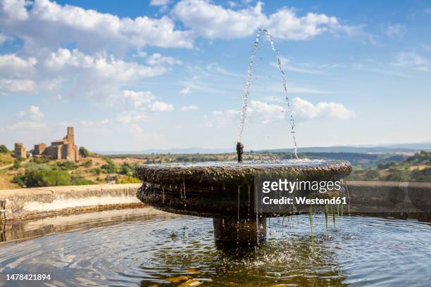 italy, lazio, tuscania,town fountain in summer - viterbo foto e immagini stock