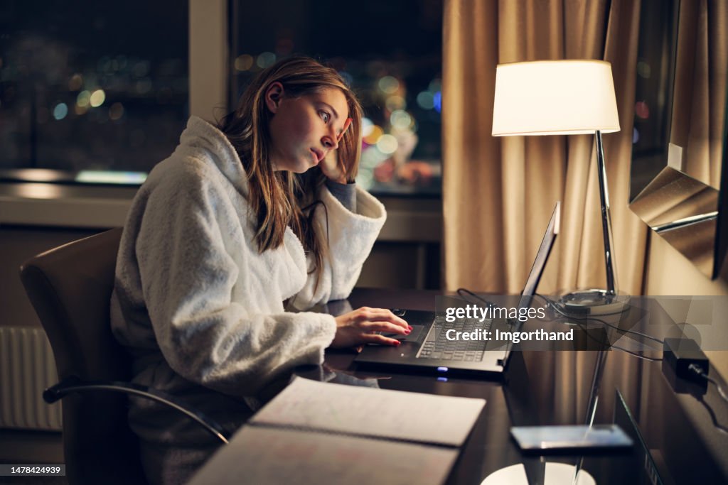 Late Homwork Teenage Girl Doing Homework Late At Night High-Res Stock Photo - Getty ...