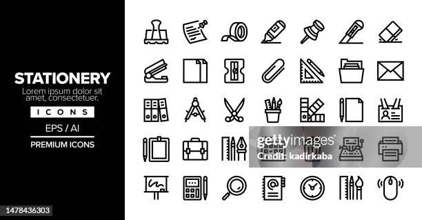 stationery editable stroke line icon set series - color swatch stock illustrations