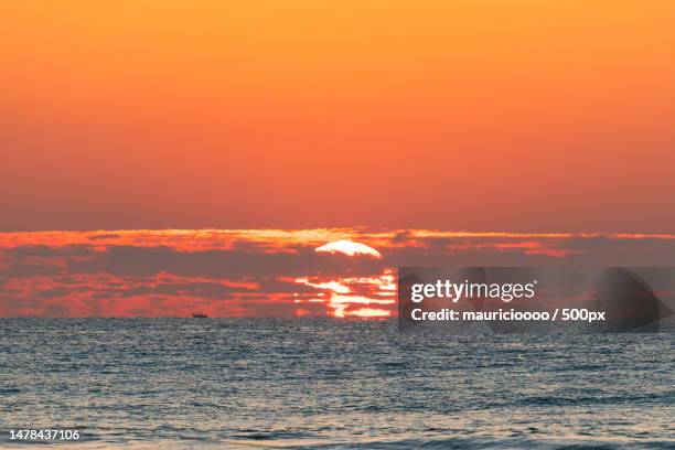 scenic view of sea against orange sky,itamambuca,sp,czech republic - nascer do sol 個照片及圖片檔