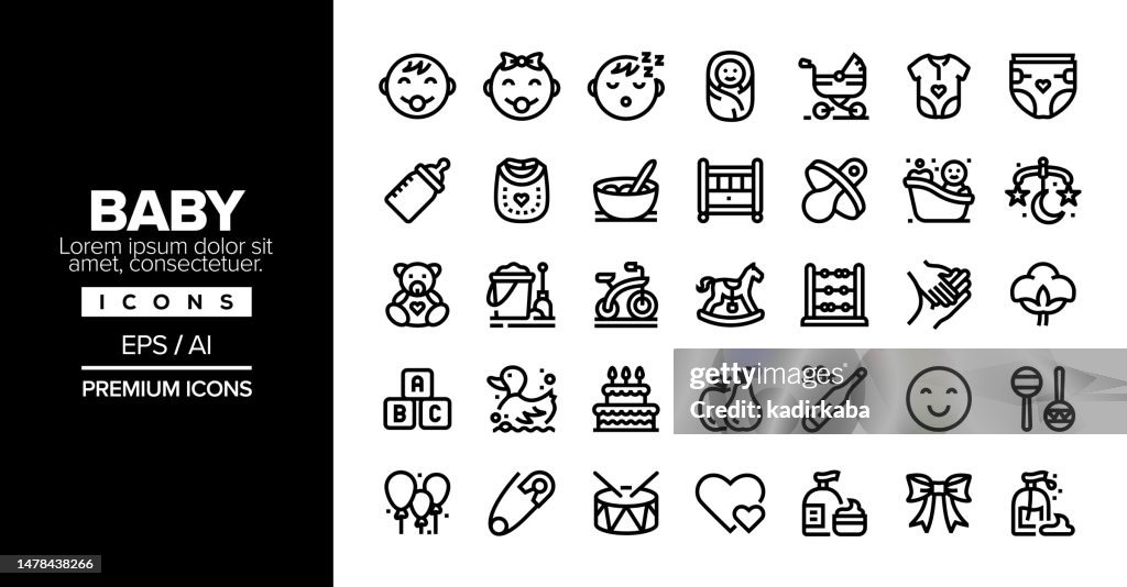 Baby Editable Stroke Line Icon Set Series