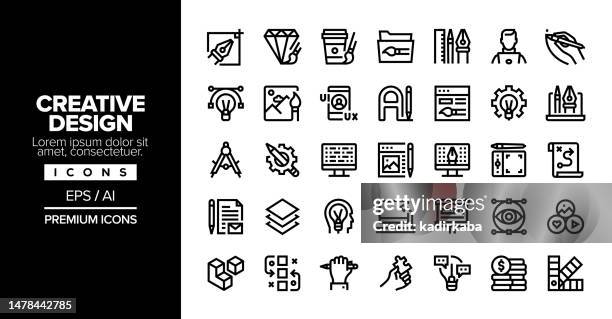 creative design editable stroke line icon set series - storyboard stock illustrations