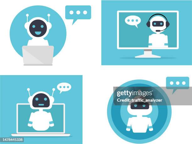ai chat bot - robot illustration stock illustrations