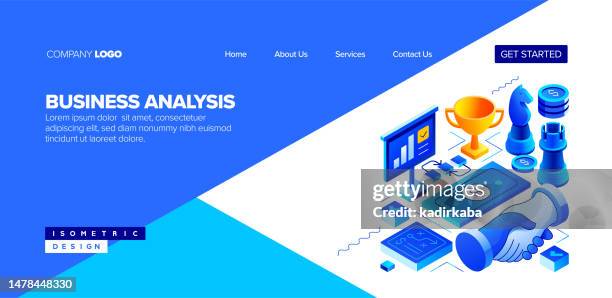 vector illustration of business analysis isometric icon set and three dimensional design. - quality control isometric stock illustrations