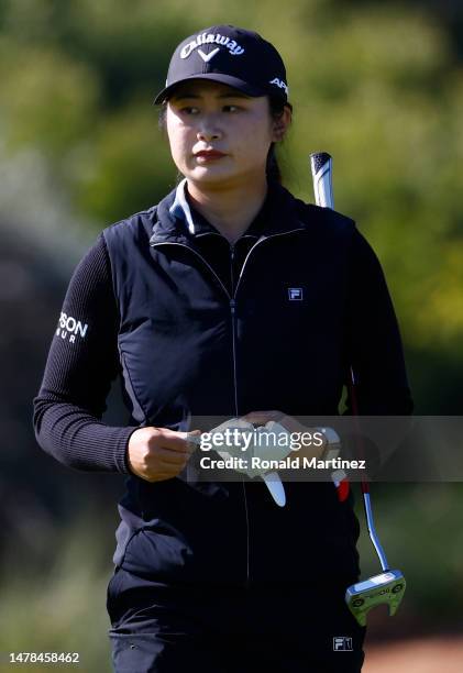 Yan Liu of China stands on the 11th green during the second round of the DIO Implant LA Open at Palos Verdes Golf Club on March 31, 2023 in Palos...