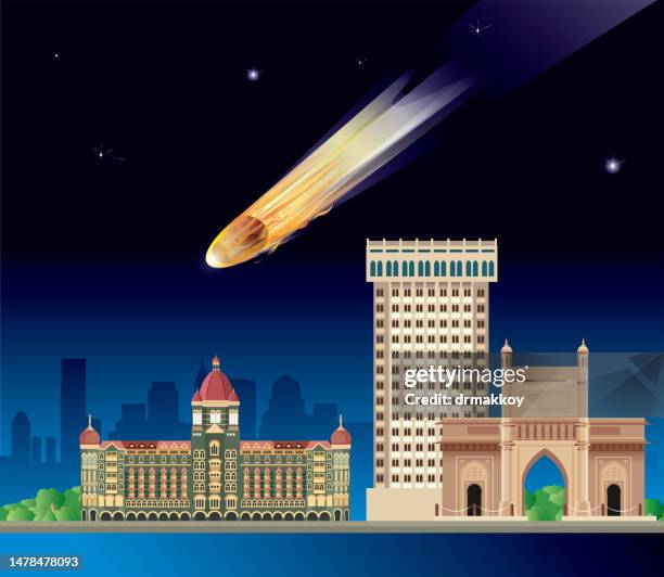 meteor approaching mumbai - meteorite stock illustrations