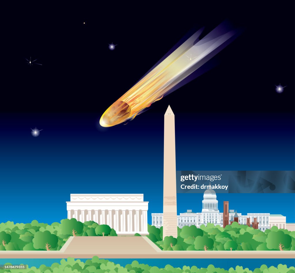 Meteor Next To Ruler Meteor Approaching Washington Dc High-Res Vector Graphic - Getty Images