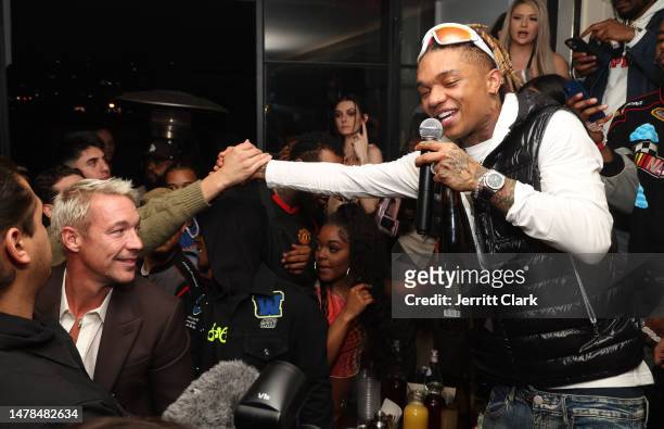 Diplo and Swae Lee attend Rae Sremmurd's 'Sremm 4 Life' Album Listening Party at Melrose Place on March 30, 2023 in West Hollywood, California.