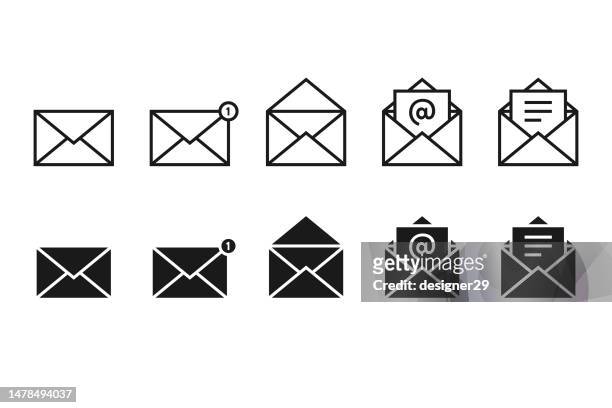 stockillustraties, clipart, cartoons en iconen met e-mail icon set vector design. - newsletter icon
